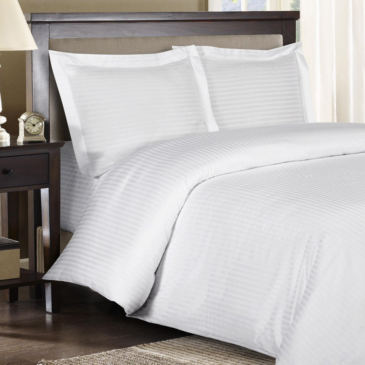 100% Cotton 1000 Thread Count White Striped Duvet Cover Sets