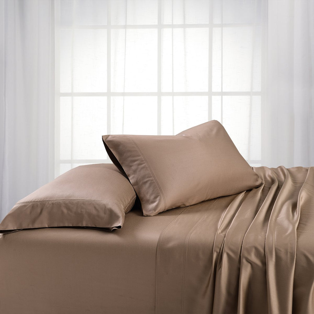 1000TC Egyptian Cotton Solid Beige Sheet Set