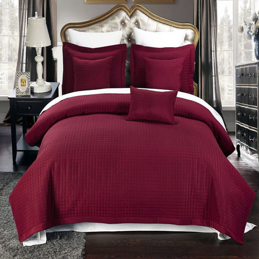 Luxury Checkered Quilted Wrinkle-Free 2-3 Piece Quilted Coverlet Set