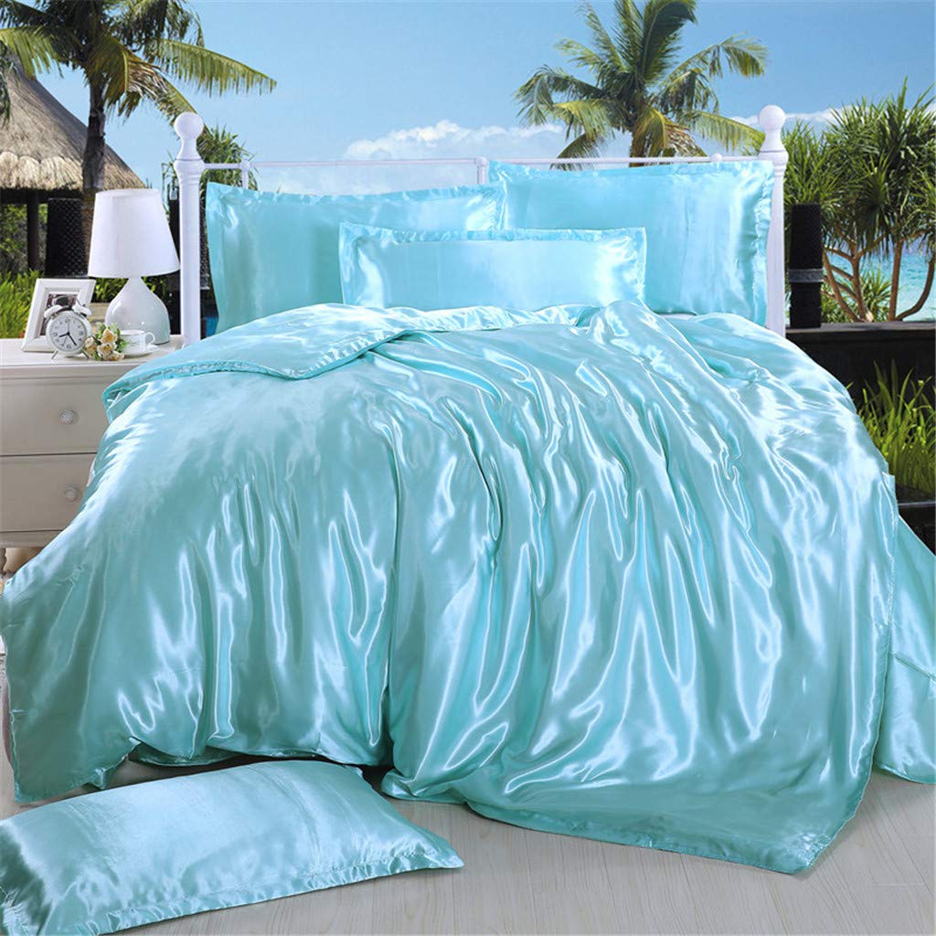 6 Inch Pocket Sheet Set Mulberry Sateen Silk Blue at-www.egyptianhomelinens.com