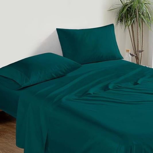 4 Piece Sheet Set 100% Egyptian Cotton 1000TC 36 inch Deep Pocket Teal Color