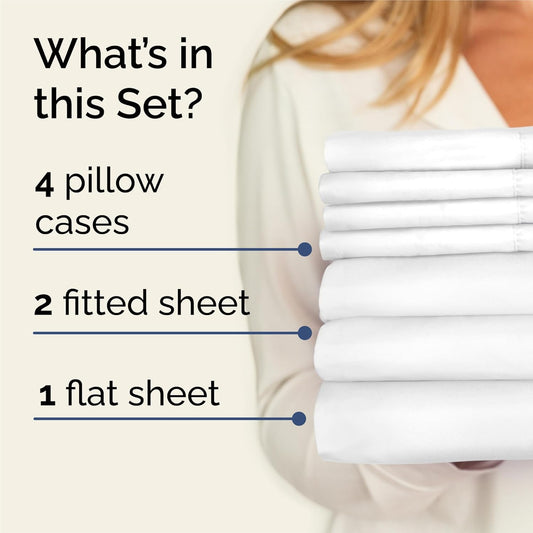 1500TC Egyptian Cotton Split King Sheet Set – White Solid, 5 Piece