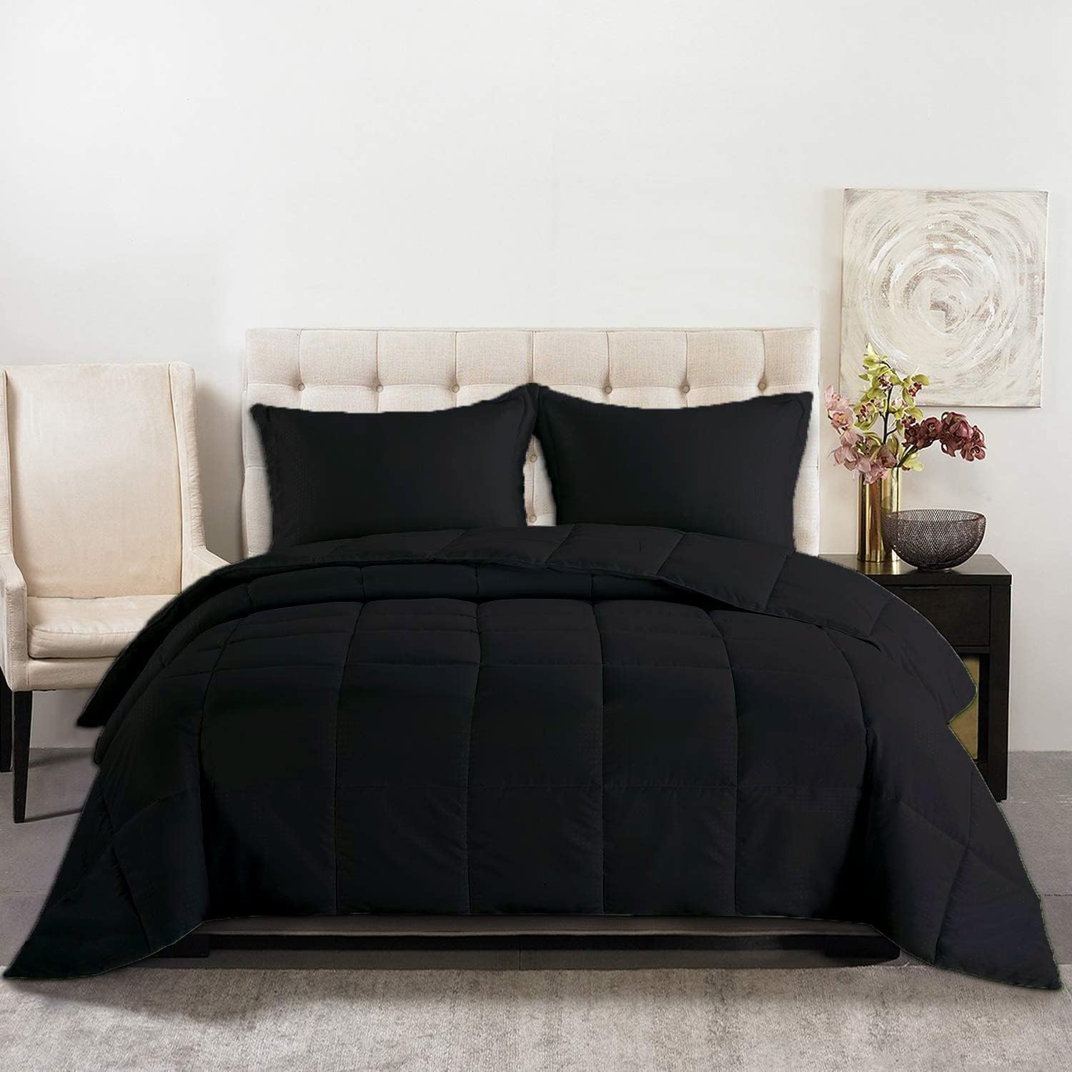 Buy box stitched black comforter set egyptianhomelinens.com