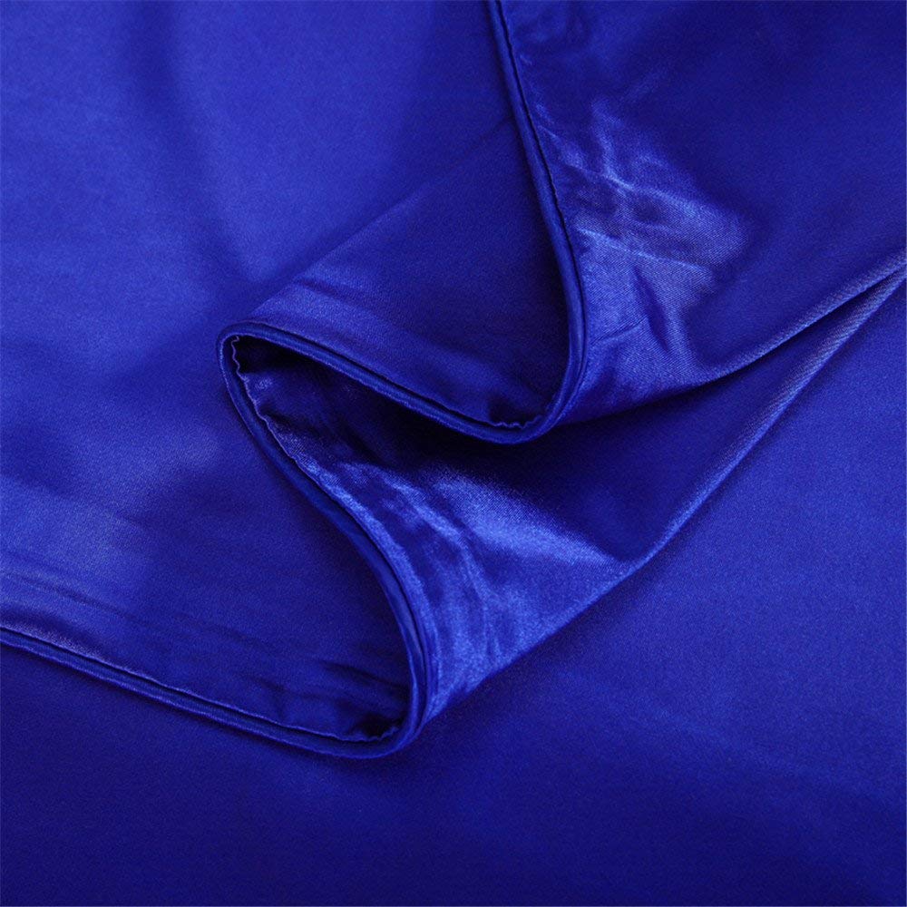 6 Inch Pocket Sheet Set 4Pc Mulberry Sateen Silk Royal Blue Egyptian Home Linens