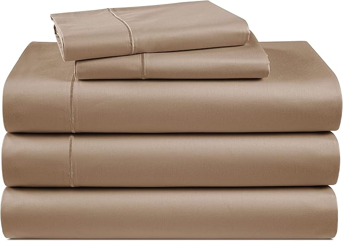 Zipper Fitted Sheet Beige 100% Egyptian Cotton 1Pc