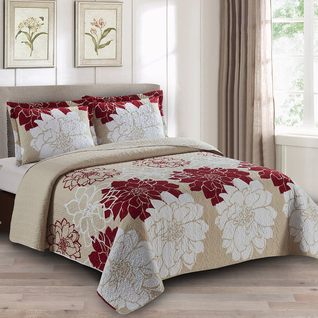 helena burgundy reversible oversize quilt bed spread set