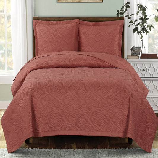 emerson ornamental design solid quilted coverlet sets Coral
