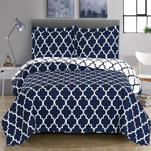 meridian oversized quilt sets cotton blend reversible quilts navy