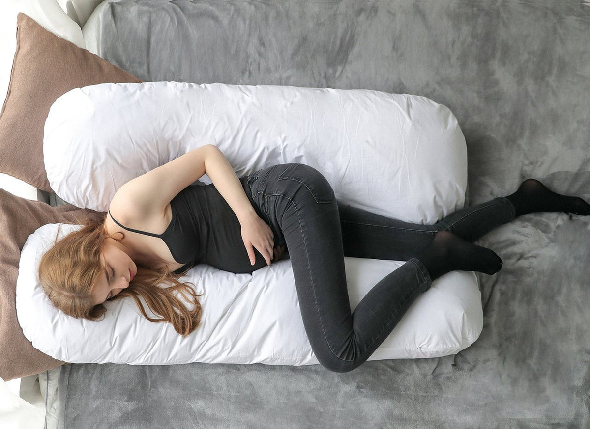 EHL 60" Full Body Pregnancy Pillow, U-Shaped Maternity Pillow for nursing baby W/removable Cotton Cover