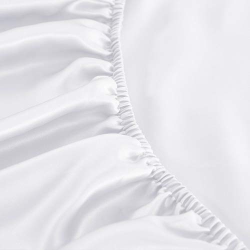 6 Inch Pocket Sheet Set Mulberry Sateen Silk White at-www.egyptianhomelinens.com