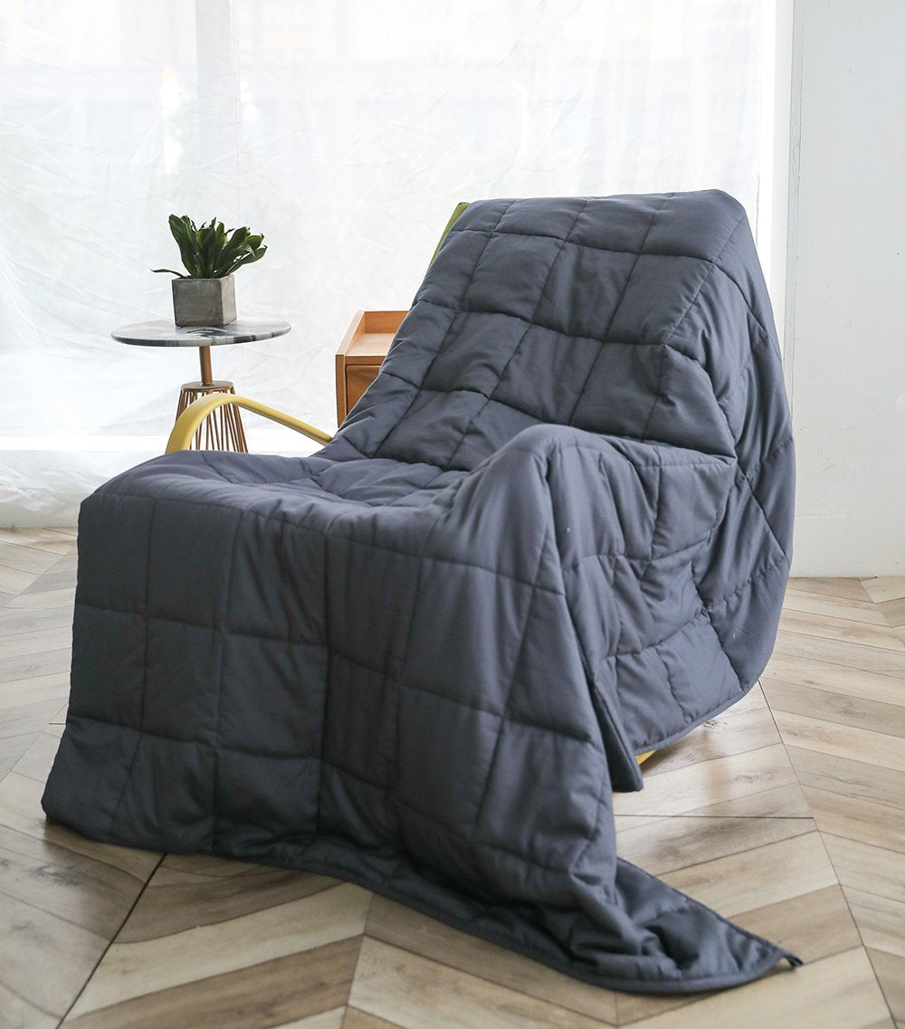 abripedic grey weighted blanket breathable cotton with removable velvet cover included