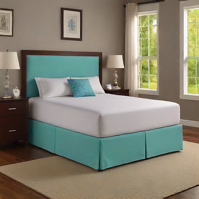 14 Inch Drop Aqua Blue Bed Skirt Egyptian Cotton 1000TC