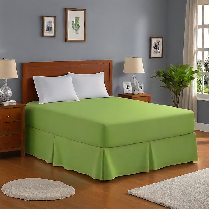 8 Inches Drop Bed Skirt Sage Solid Egyptian Cotton 1000TC at-egyptianhomelinens.com