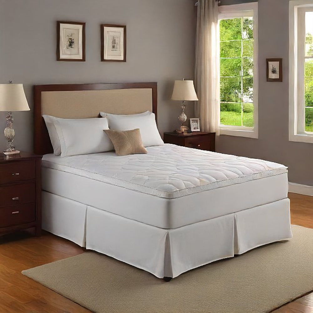 12 Inches Drop Bed-Skirt white Egyptian Cotton Split Corner Pleated at-egyptianlinens