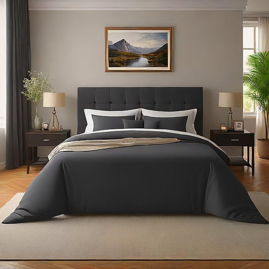 King Black Pillow Covers 4-Pieces Egyptian Cotton 1000TC