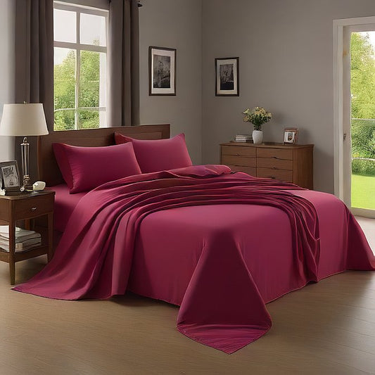 Burgundy Duvet Cover Set 3-Pieces 100 Percent Cotton at- EgyptianHomeLinens.com