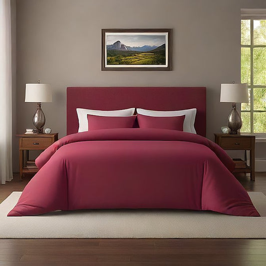Burgundy Duvet Cover Set 3-Pieces 100% Egyptian Cotton at- EgyptianHomeLinens.com