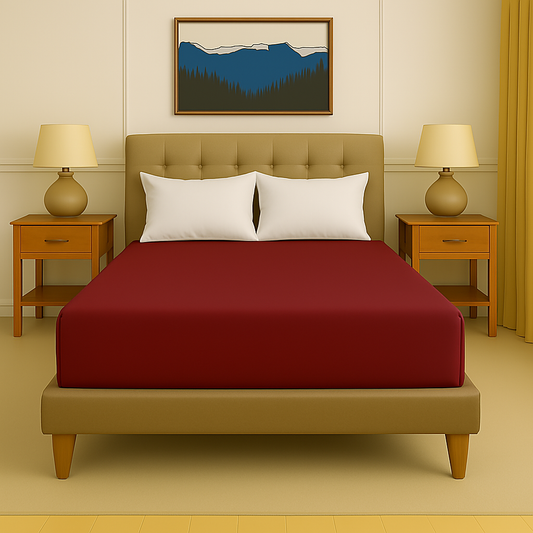 Elegant burgundy fitted sheet in pure Egyptian cotton – premium quality bedding from Egyptian Home Linens