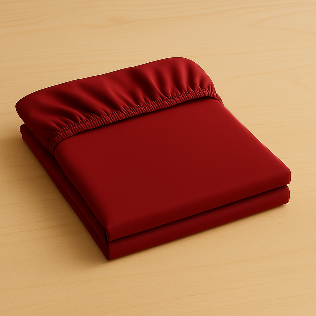 Deep burgundy fitted sheet crafted from 100% Egyptian cotton – smooth, high-quality bedding by Egyptian Home Linens