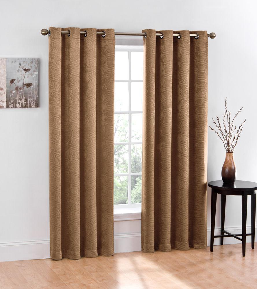 Heavy Weight Chevron Blackout Weave Curtain Panels