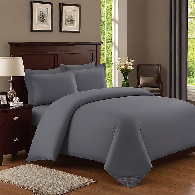 Dark Grey Egyptian Cotton Fitted Sheet – 1000TC 11” Pocket