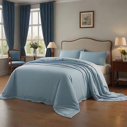 Bed Skirt 21" Inches Drop Blue 100% Egyptian Cotton 1000TC