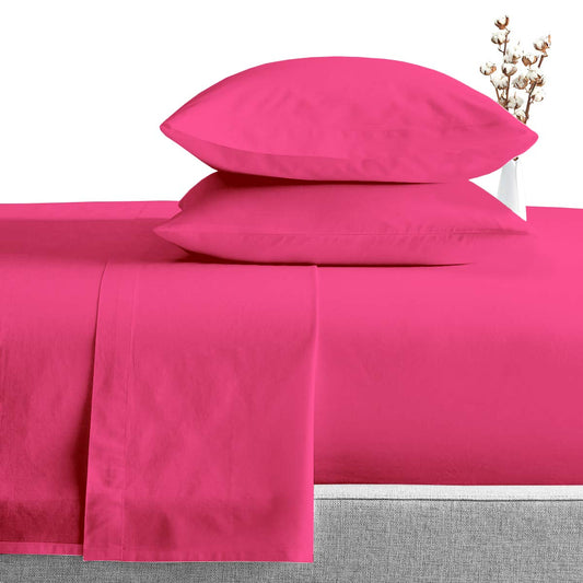 Pillow Covers 4-Pieces Hot Pink Solid 100 Percent Cotton