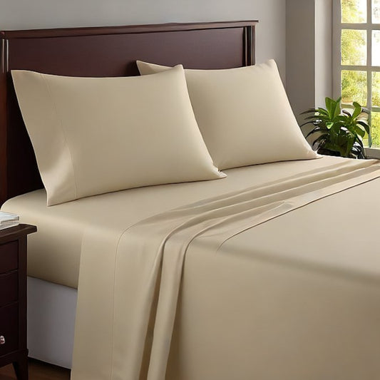 Ivory Flat Sheet 1-Piece - 1000TC Egyptian Cotton