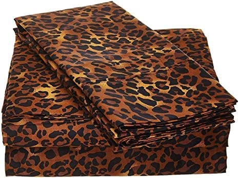 Leopard Print Queen Flat Sheet 100% Cotton