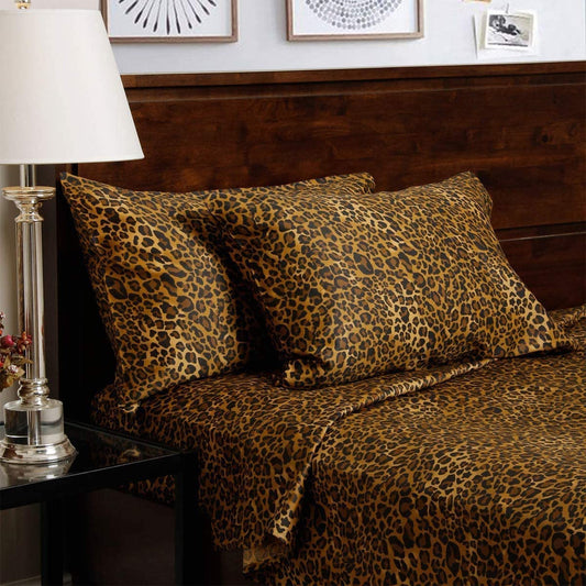 Leopard Print 3-Pc Duvet Cover Set 100% Cotton Stylish Leopard Print