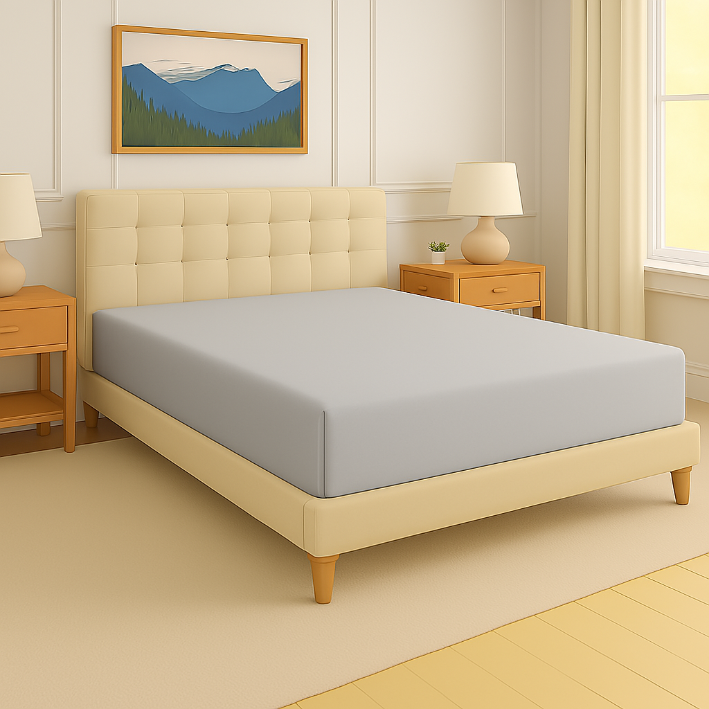 Silver grey fitted sheet made from 100% Egyptian cotton – soft, breathable, and elegant bedding by Egyptian Home Linens