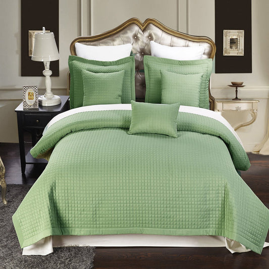 luxury checkered quilted wrinkle-free 4-6 piece quilted coverlet sets