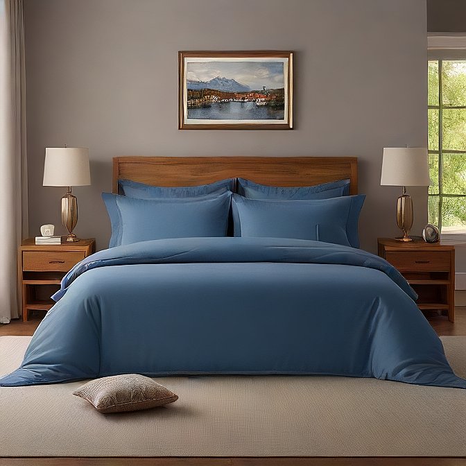 Medium Blue Duvet Covers Set 100% Egyptian Cotton at EgyptianHomeLinens.com