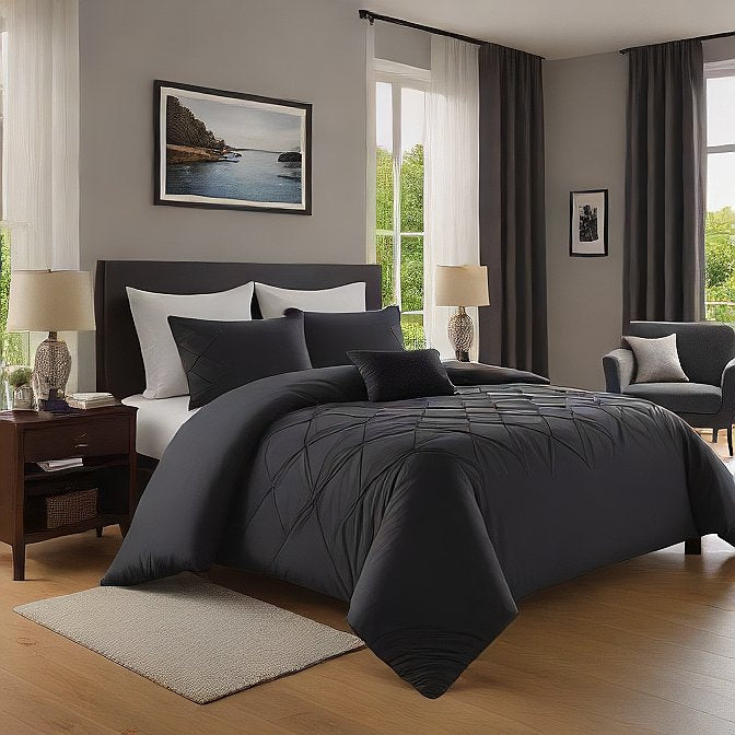 Calking Black Pillow Covers 4-Pieces Egyptian Cotton 1000TC