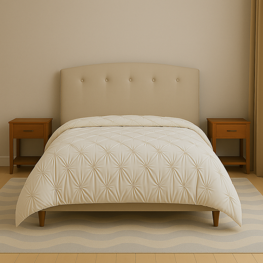 Luxury 100% Egyptian cotton duvet cover with pinch tuck detailing – single-piece, hotel-quality bedding for modern bedrooms.