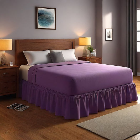 Wrap-Around Bed Skirt Plum 1-Piece 100% Pure Egyptian Cotton at- EgyptianHomeLinens.com