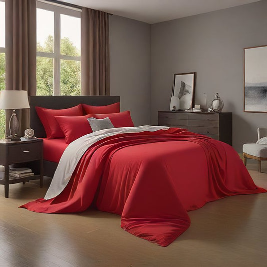 Red 18” Deep Pocket Sheet Set 1000TC Egyptian Cotton Luxury Bedding