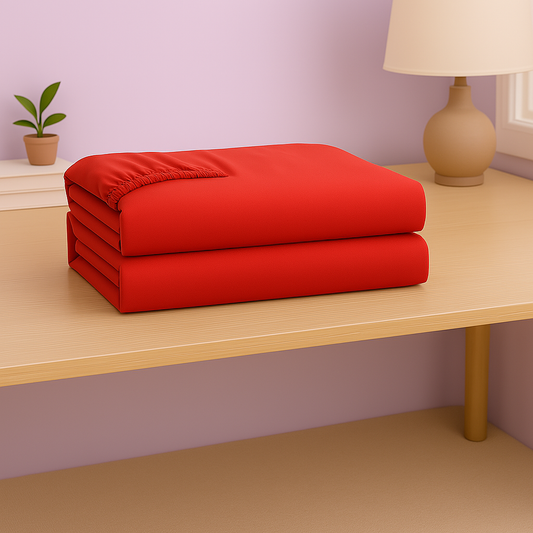 16 Inch Pocket Fitted Sheet – 100% Egyptian Cotton – Bold Red