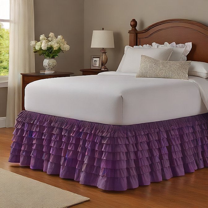 Ruffle Bed Skirt Egyptian Cotton 1000TC Plum
