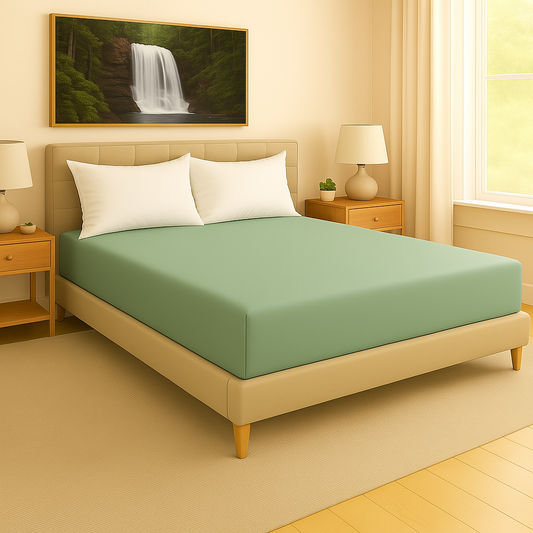 16 Inch Pocket Fitted Sheet – 100% Egyptian Cotton – Sage Green