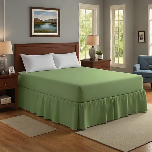 Wrap-Around Bed Skirt Sage 1-Piece 100% Pure Egyptian Cotton at- EgyptianHomeLinens.com