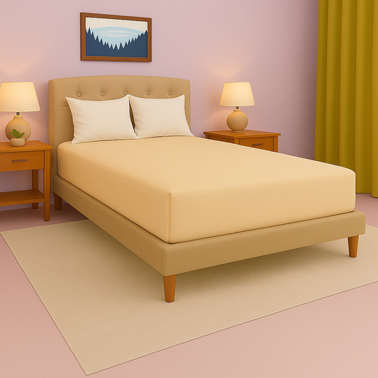 6 inch pocket pure cotton fitted sheet in soft sand color