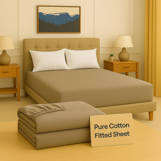 Premium Egyptian Cotton Fitted Sheet 1000TC – Taupe, Wrinkle-Resistant