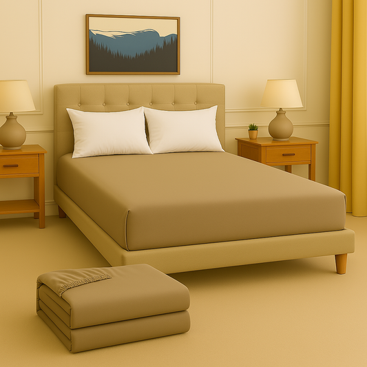 1-Piece Deep Pocket Fitted Sheet in Taupe – 1000TC Egyptian Cotton
