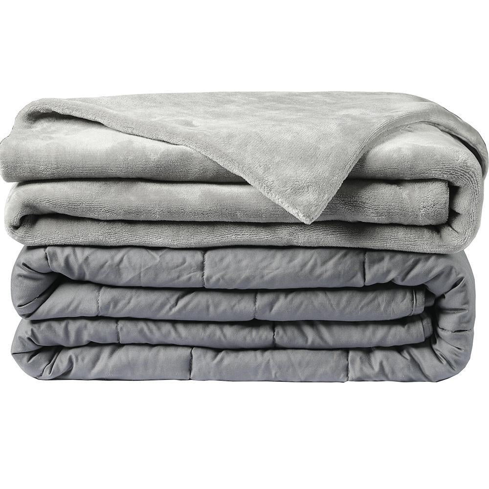 Abripedic Grey Weighted Blanket Breathable Cotton with Removable Velvet Cover Included