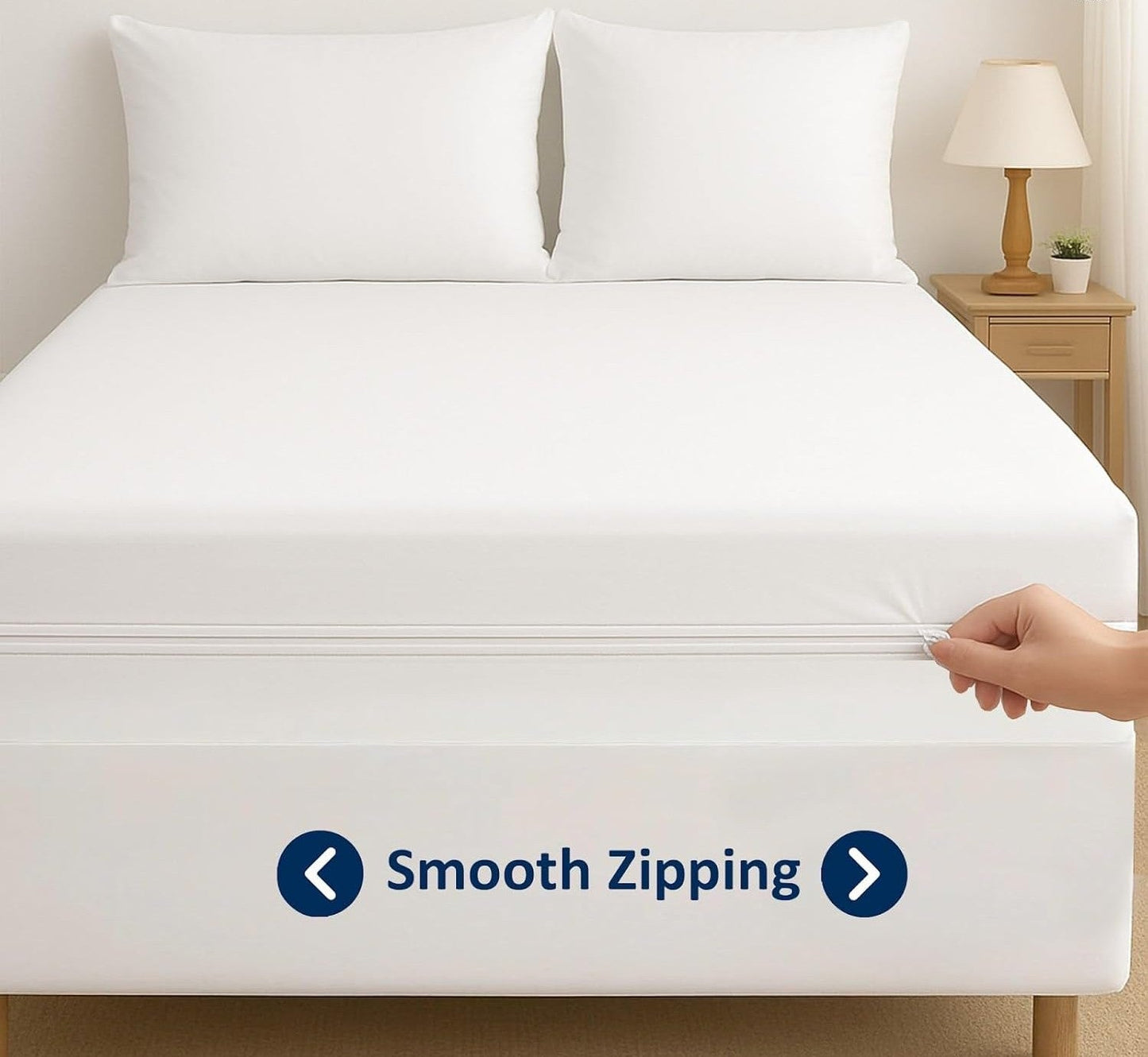 Zipper Fitted Sheet Sage 100% Egyptian Cotton 1Pc