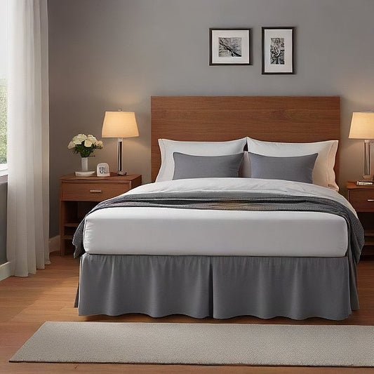 Wrap-Around Bed Skirt Silver Grey 1-Piece 100% Pure Egyptian Cotton at- EgyptianHomeLinens.com