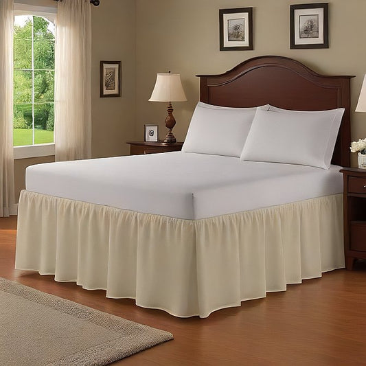 Wrap-Around Bed Skirt Ivory 1-Piece 100% Pure Egyptian Cotton at- EgyptianHomeLinens.com