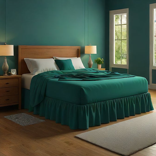 Wrap-Around Bed Skirt Teal 1-Piece 100% Egyptian Cotton at- EgyptianHomeLinens.com
