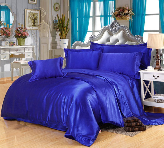 24 Inch Pocket Sheet Set 4Pc Mulberry Sateen Silk Royal Blue at- www.egyptianhomelinens.com